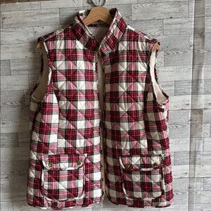 Red Plaid Vest Quilted Puffer St John's Bay women's XXL Valentines‎ day